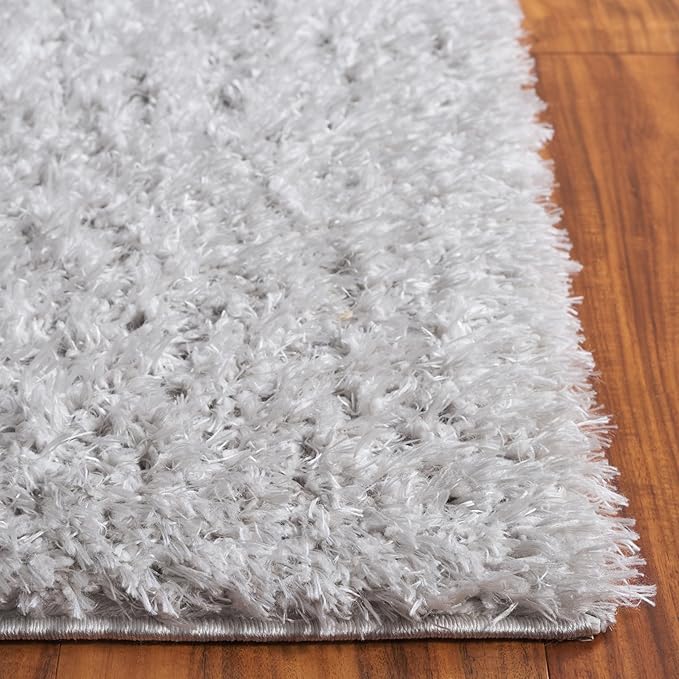 SAFAVIEH Lindsay Shag Collection Square Rug - 6'7" Square, Grey, Contemporary Design, Ideal for High Traffic Areas in Bedroom, Dining Room & Kitchen (LNS560F-7SQ)