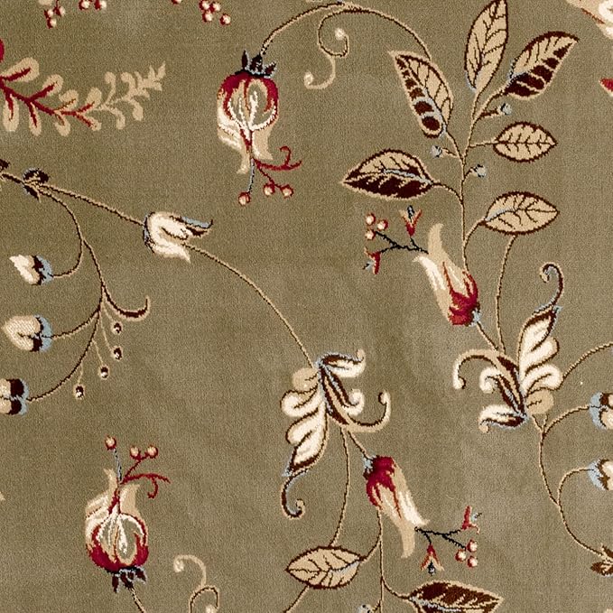 SAFAVIEH Lyndhurst Collection Area Rug - 6'7" Square, Green & Multi, Traditional Floral Design, Non-Shedding & Easy Care, Ideal for High Traffic Areas in Living Room, Bedroom (LNH552-5291)