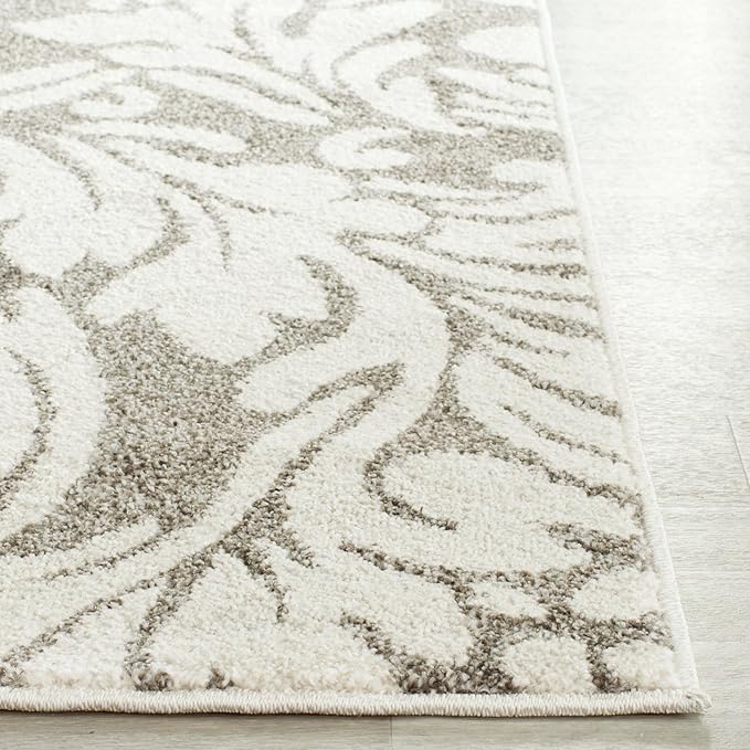 SAFAVIEH Amherst Collection Runner Rug - 2'3" x 11', Dark Grey & Beige, Floral Design, Non-Shedding & Easy Care, Ideal for High Traffic Areas in Living Room, Bedroom (AMT425R)