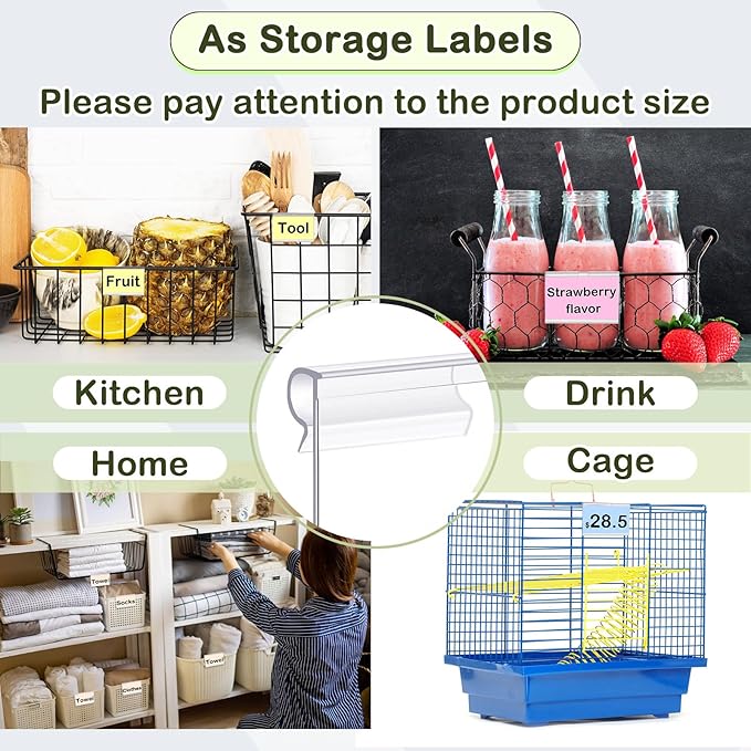 Tatuo 300 Pcs Reusable Plastic Wire Shelf Label Holders, Price Card Sign for Pantry Retail Supermarket Merchandise Shopping Mall Shop Ticket Display Holder Clip on Design, 2.36" L x 1.65" H (Clear)