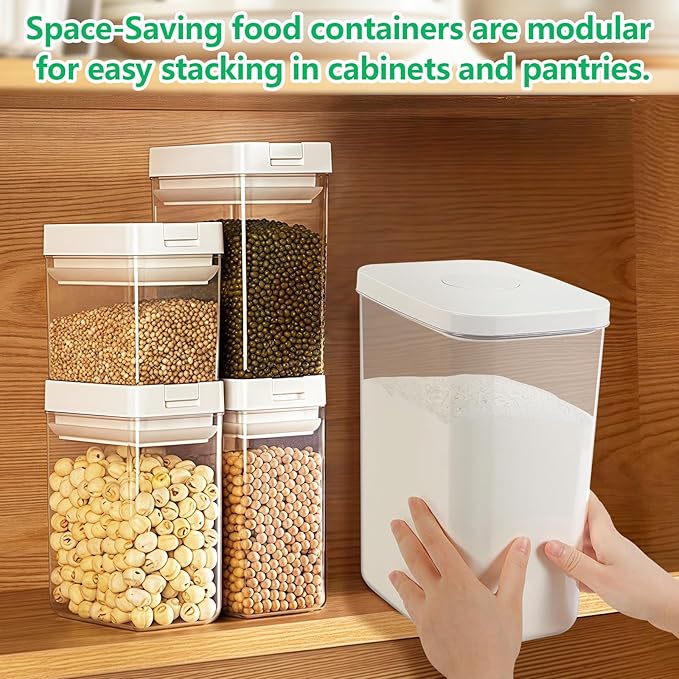6 Qt Food Storage Container with Pop-up Lid -Airtight Crystal-Clear Plastic Flour Container, Tall and Slim Storage Bin Fit for Kitchen Pantry Organization