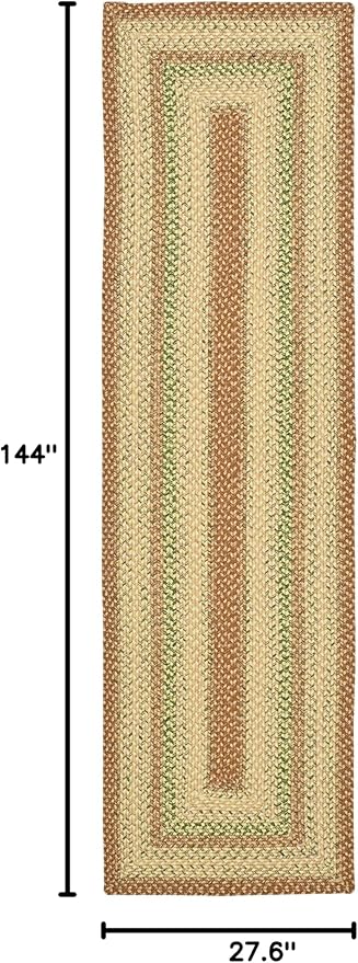 SAFAVIEH Washable Rug Outdoor Braided Collection - 2'3" x 12' Runner, Rust & Multi, Handmade & Reversible, Non-Shedding & Easy to Clean, Ideal for Patio, Backyard, Mudroom (BRD303A)
