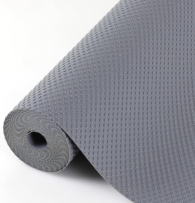 Hersvin Shelf Liners, 20in x 20ft Kitchen Drawer Mats, Non-Adhesive EVA Cupboard Protector, Cabinet Lining (Dark Gray/Dot)