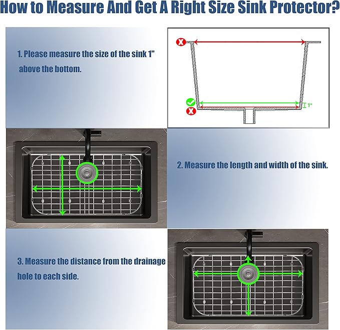 Kitchen Sink Grid 26" x 14", LOCVCDA Sink Protectors for Kitchen Sink with Rear Drain, Sink Bottom Grid, Stainless Steel Sink Protector, Sink Grate for Bottom of Kitchen Sink (26" x 14" - Rear Drain)