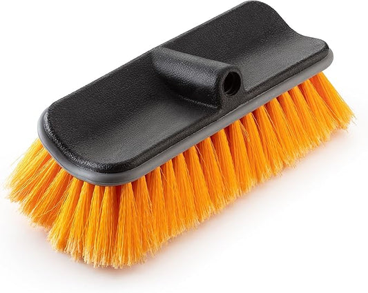 Hard Bristle Deck Scrub Brush Heavy Duty // Concrete Scrub Brush for Exterior House Cleaning // Screw On Floor Brush Scrubber Fits Standard Acme Threaded Extension Poles (Pole Sold Separately)