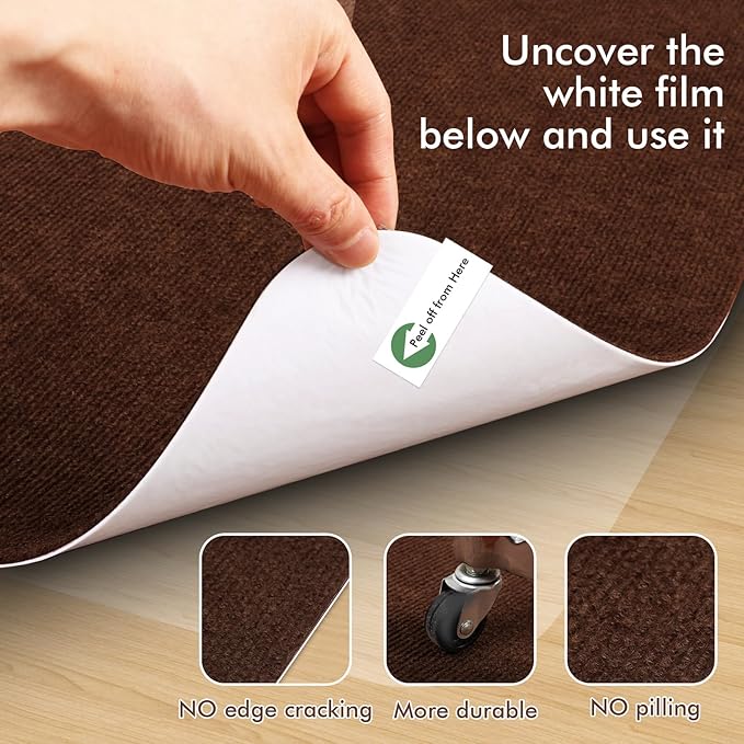 Recliner Pads for Hardwood Floors Non Skid, 35"x35" Furniture Pads Floor Mats for Carpet, Anti Slide Office Chair Mat for Floor Protector, Chairs Recliner Rug Non Slip Recliner Grippers (1 Pack-Coffee