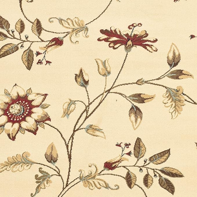 SAFAVIEH Lyndhurst Collection Area Rug - 6'7" x 9'6", Ivory & Multi, Traditional Floral Design, Non-Shedding & Easy Care, Ideal for High Traffic Areas in Living Room, Bedroom (LNH552-1291)