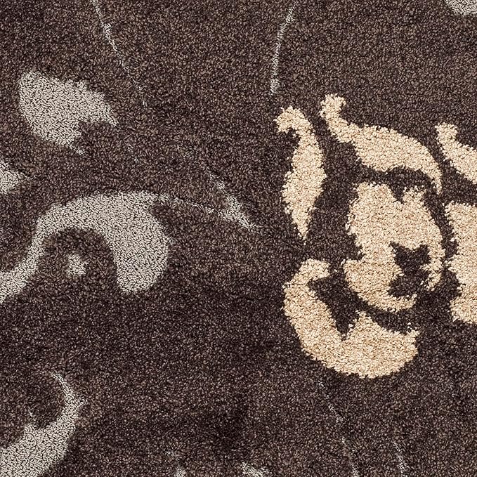 SAFAVIEH Florida Shag Collection Area Rug - 6' x 9', Dark Brown & Smoke, Floral Design, Non-Shedding & Easy Care, 1.2-inch Thick Ideal for High Traffic Areas in Living Room, Bedroom (SG458-2879)