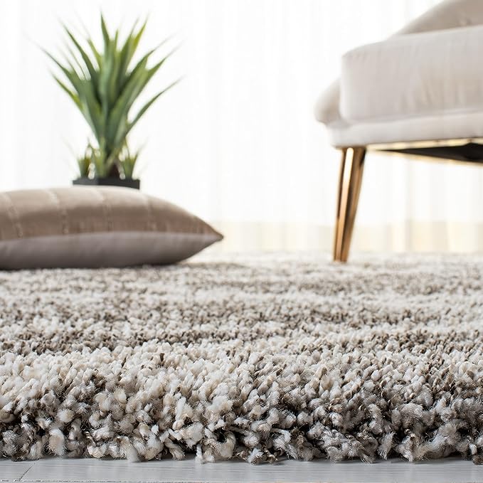 SAFAVIEH Hudson Shag Collection Accent Rug - 3' x 5', Distressed Grey & Ivory, Non-Shedding & Easy Care, 2-inch Thick Ideal for High Traffic Areas in Entryway, Living Room, Bedroom (SGH281K)