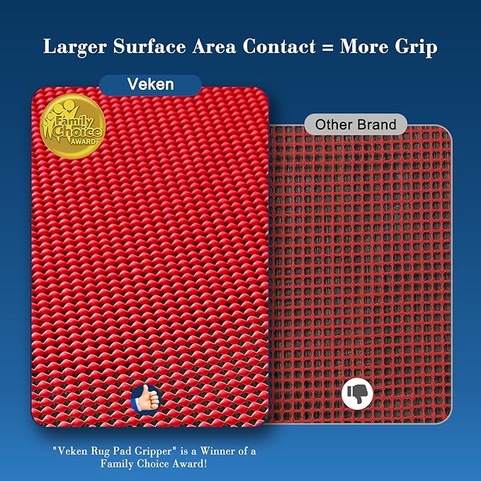 Veken Runner Rug Pad Gripper for Hardwood Floors, Non Slip 2x8 Ft Red Rug Pads for Area Rugs, Thick Rug Grippers for Tile Floors, Under Carpet Anti Skid Mat, Keep Your Rugs Safe and in Place