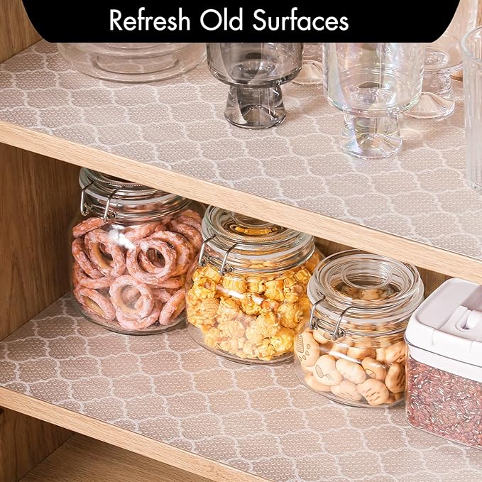 Cooyes Shelf and Drawer Liners for Kitchen Cabinets, Non Adhesive Cabinet Liner, EVA Waterproof Durable Non-Slip Drawer Mats for Shelves, Fridge, Storage, Kitchen Cupboards – Modern Pattern