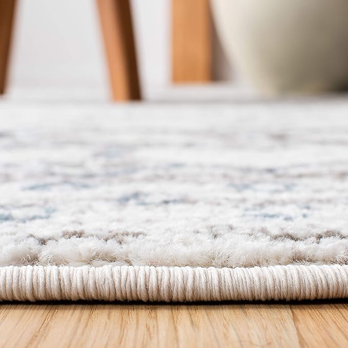 SAFAVIEH Amsterdam Collection Area Rug - 10' Round, Ivory & Grey, Moroccan Boho Design, Non-Shedding & Easy Care, Ideal for High Traffic Areas in Living Room, Bedroom (AMS108A)