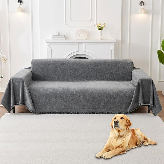 HAOMAIJIA Non Slip Couch Cover Sofa Covers for 3 Cushion Couch Washable sectional Couch Covers for Dogs pet Furniture Protector Couch Cover Blanket for Living Room (Grey, 91"x150")