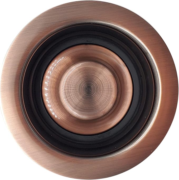 Westbrass D2165-11 Post Style Large Kitchen Basket Strainer with Waste Disposal Flange and Stopper, Antique Copper