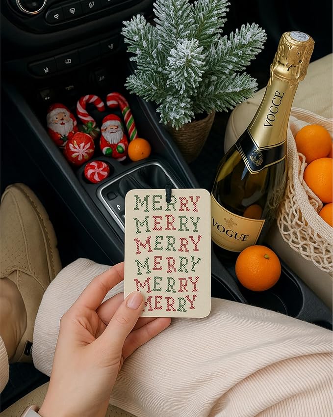 Merry Christmas Berry Car Air Freshener 4 Pcs, Classic Christmas Snowflake Gingerbread Hanging Air Freshener for Cars Closet Drawer Books, Cute Girly Car Accessories Mirror Decor for Women