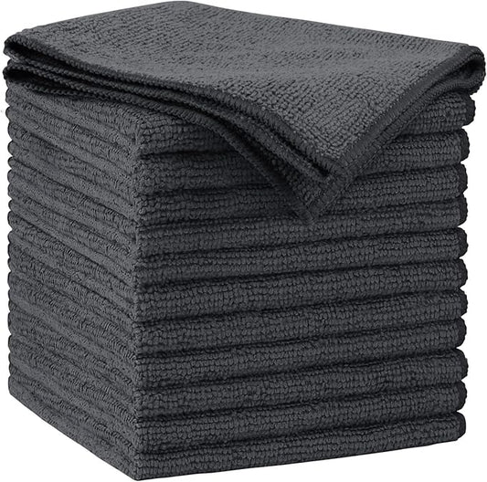 AIDEA Microfiber Cleaning Cloth Grey 12PK, Microfiber Towels for Cars, Premium Car Cloths, Dusting Cloth Lint Free Cleaning Rags for SUVs, House, Kitchen, Window, Workshops,11.5×11.5"