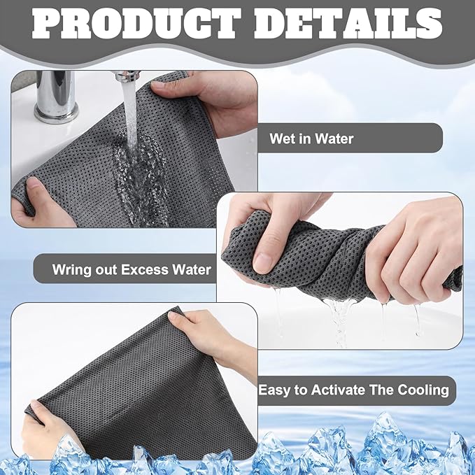 Honoson Cooling Towel Bulk - Neck & Face Cool Chilly Towels Microfiber Breathable Sport Sweat Rag for Gym, Yoga, Travel, Camping, Running, Outdoor