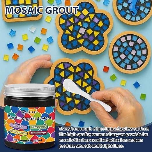 400g Black Crystal Mosaic Grout, Handmade Grouting Filling Gaps Mosaic Tile Grout, Perfect Choice for DIY Craft Projects Mosaics