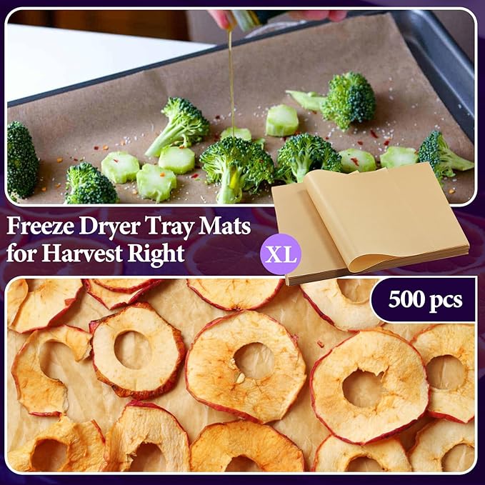 500 Packs Freeze Dryer Tray Mats For Harvest Right Freeze Dryer Accessories for Extra Large Trays, Parchment Sheets, Freeze Dryer Tray Mats for Harvest Right