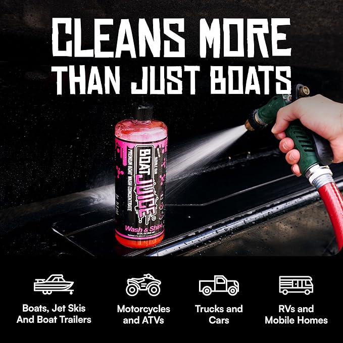 Boat Juice Boat Wash & Shine | pH Neutral Boat Wash & Wax Soap for Fiberglass, Hull, Deck, and Vinyl | Bubble Gum Scent | Marine Detailing & Cleaning Supplies, Boating Accessories | Made in USA