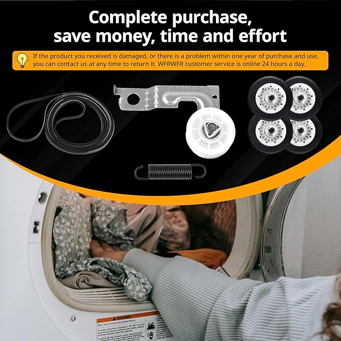 Dryer Roller Repair Kit For LG Kenmore Dryers 4581EL2002C Dryer Drum Roller 4581EL2002L,4581el3001e, 4400EL2001A Dryer Belt Upgraded 4561EL3002A Dryer Idler Pulley Ball bearing By WFRWFR