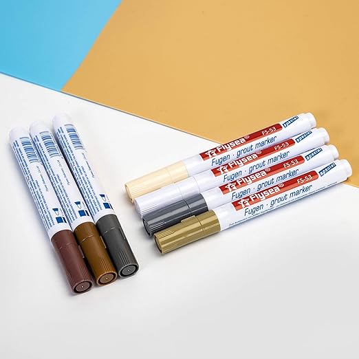 5 Pieces Grout Tile Pen Repair Pen,Renew Tile Lines, Restoring Tile Wall Floor Bathrooms and Kitchen (Khaki)
