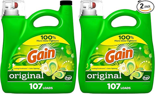 Gain Liquid Laundry Detergent, Original Scent | 107 Loads | 154 oz | HE Compatible | Pack of 2