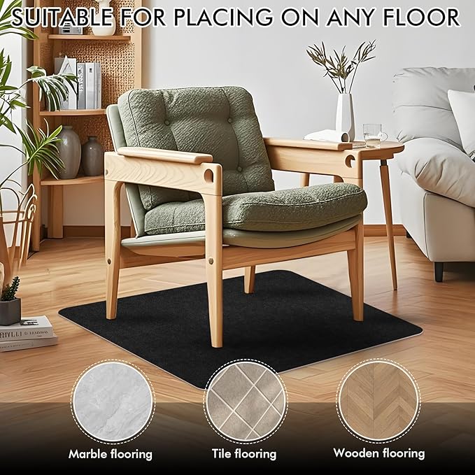 Recliner Pads for Hardwood Floors, Non Slip Recliner Grippers, Furniture Pads Floor Mats for Carpet, Anti Slide Office Chair Mat for Floor Protector, 35"x35" (1 Pack-Black