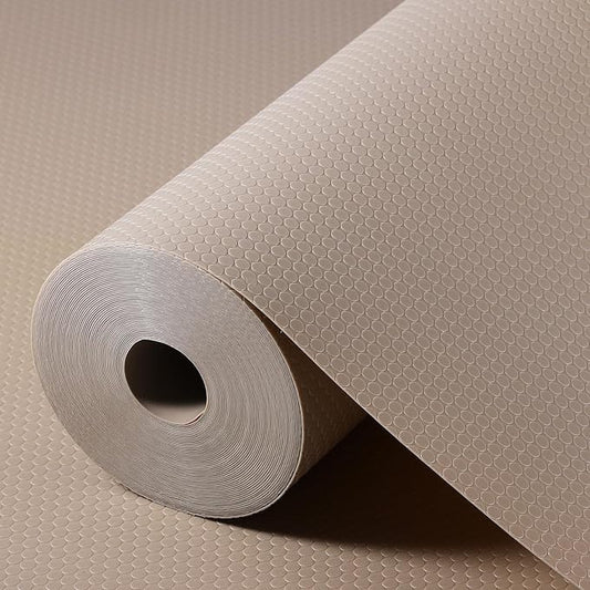Beige Shelf Liners for Kitchen Cabinets Non Adhesive Drawer Liner for Bathroom Waterproof Refrigerator Liners for Shelves Fridge Plastic Mats Cabinet Cupboard Liner 17.5 x 236.2 Inches