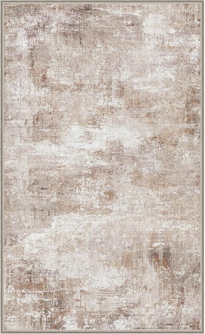 NICETOWN Kitchen Yellow Runner Rug 2x6 - Washable Boho Non-Slip 2x6 Carpet for Hallway with Rubber Backing, Thin Abstract Washable Rug Runner Throw Carpet for Bedroom