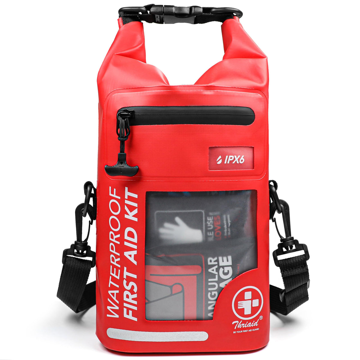 250 PCS IPX6-Waterproof First Aid Kit, Roll Top Reflective Boat - Image 1