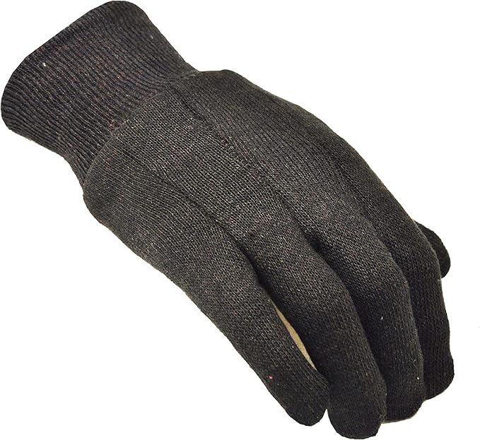 Heavy Weight 9OZ. Cotton Brown Jersey Work Gloves, Knit Wrist, Sold by Dozen (12-Pairs) - X-Large