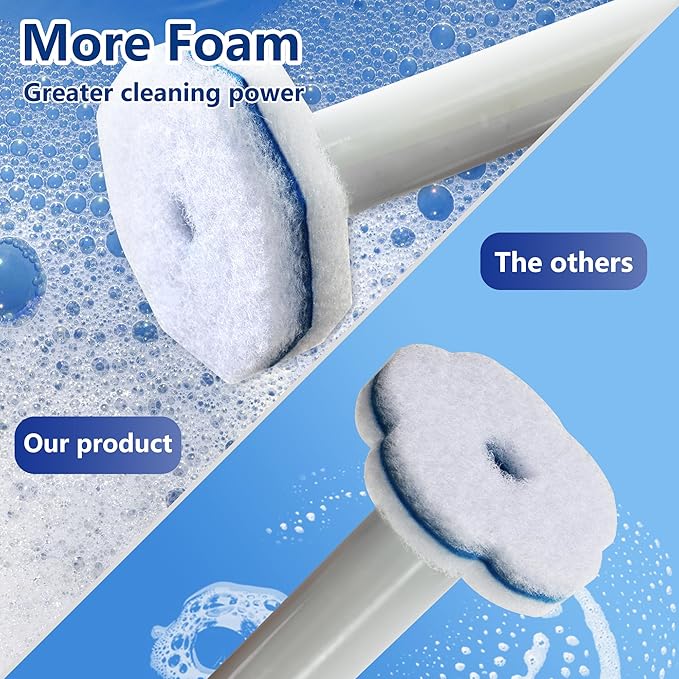 40 Count Toilet Wand Refills for Clorox, Disposable Toilet Brush Head with Rich Foaming, Extra Thick Triple-layer Refills, Strong Cleaning & Scrubbing Power, Disposable Toilet Cleaning System
