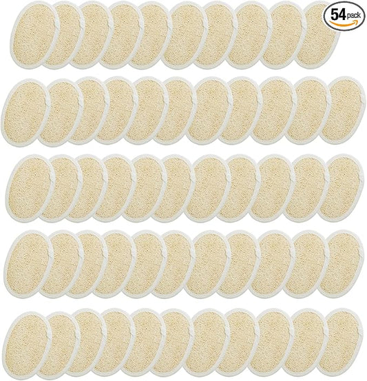 54 Pcs Exfoliating Loofah Pad Bulk Natural Scrubber Luffa Brush Close to Skin Body Scrubber Shower Loofah Sponge Pad for Men Women Spa Bath