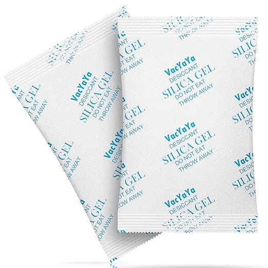 VacYaYa 50 Gram(10Packs) Food Grade Moisture Absorbers Silica Gel Packs Desiccant for Storage,Food Safe Dessicant Silica Gel Packets for Moisture Storage Control