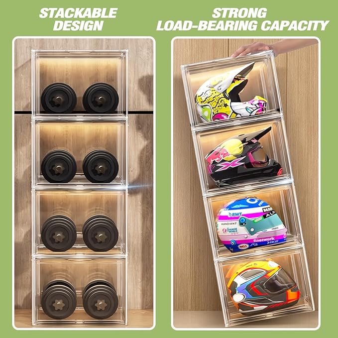 DAOOH 5 Pack XXX-Large Extra Large Acrylic Display Case 17''x13''x13'' Transparent Shoe Display Case Sneaker Storage Clear Stackable Boot & Shoe Boxes Large Showcase for Helmet, Figures Collectibles