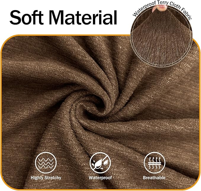 Waterproof Stretch Spandex Chair Sofa Slipcover - Non-Slip Soft Couch Cover with Elastic Bottom, Washable Leakproof Furniture Protector for Kids, Pets, Dogs & Cats (Chair, Chocolate)