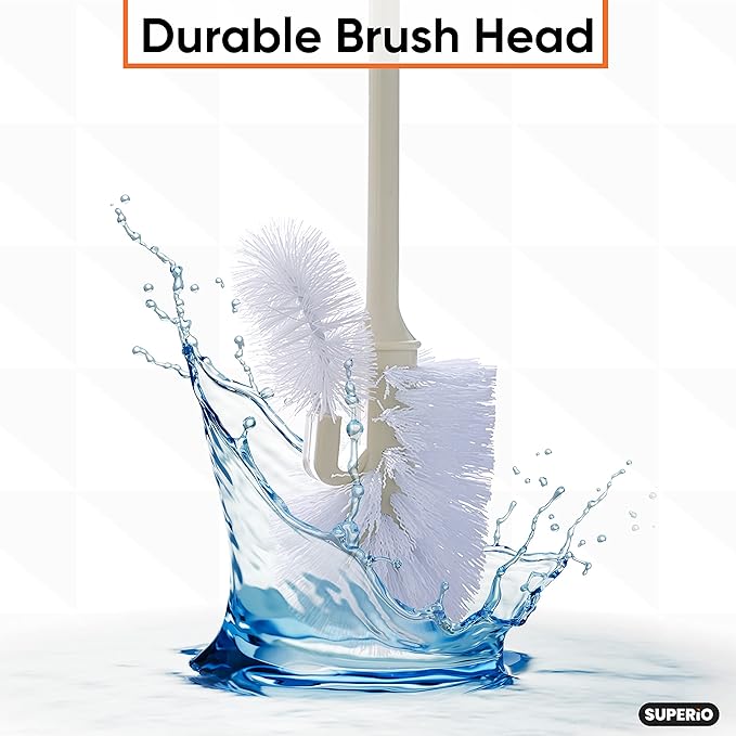 Superio Toilet Brush and Holder Toilet Scrubber Bowl Cleaner Brushes Wand, Toilets Brush with Holder Caddy, Bathroom Cleaning Brush, Bowl Brush Set