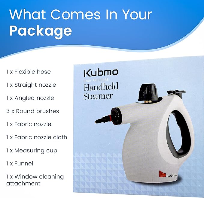 Handheld Multi-Surface Pressurized Steam Cleaner with 11 pcs Accessories, 15.2oz Tank Multi-Purpose Steamer for Home Use, Natural Steamer for Cleaning Tile, Floor, Bathroom, Window, Upholstery, Grease