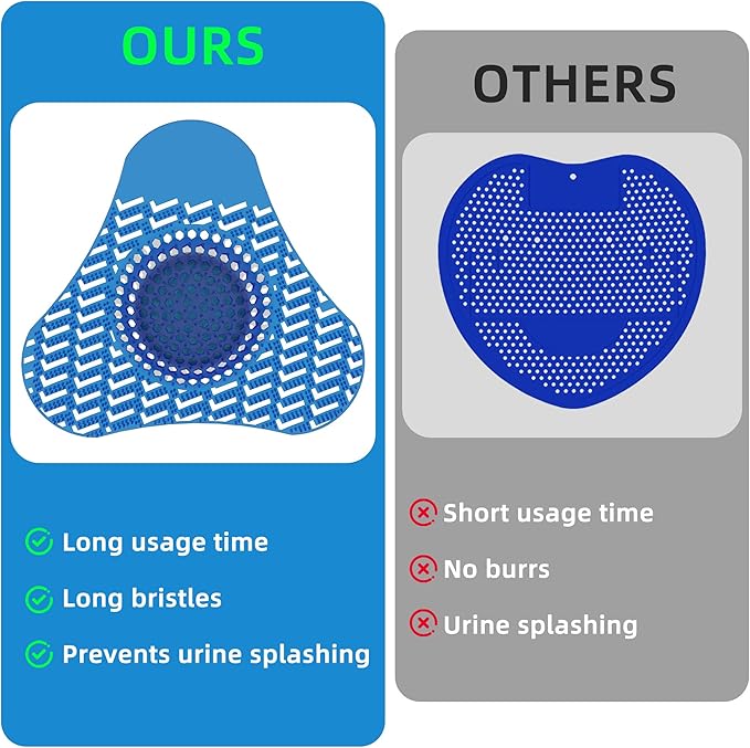 Urinal Screen Deodorizer, Urinal Cakes with 3D Anti-Splash Long Bristles, Male Urinal Mats Pads with Odor Protection for Men Toilets Bathroom (8 Packs)