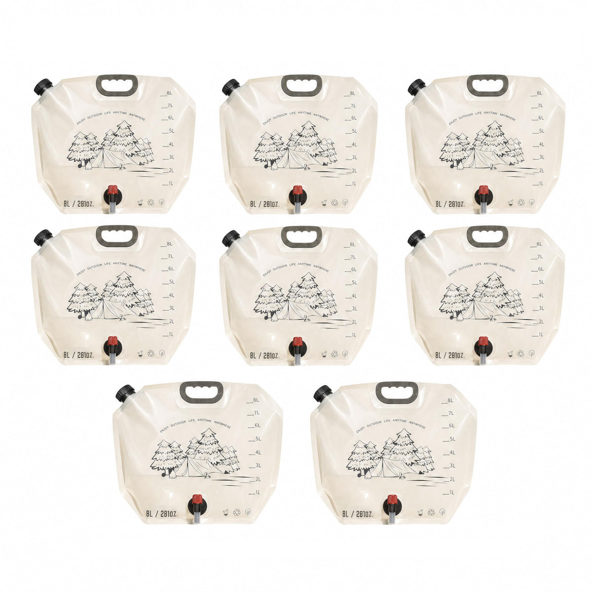 8-Pack 2.1 Gallon Collapsible Water Container, Portable - Image 1