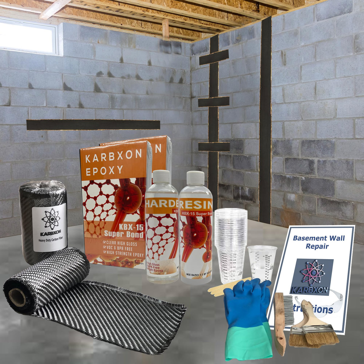 10 ft. Carbon Fiber Basement Wall & Foundation Crack | Home Repair - Image 1