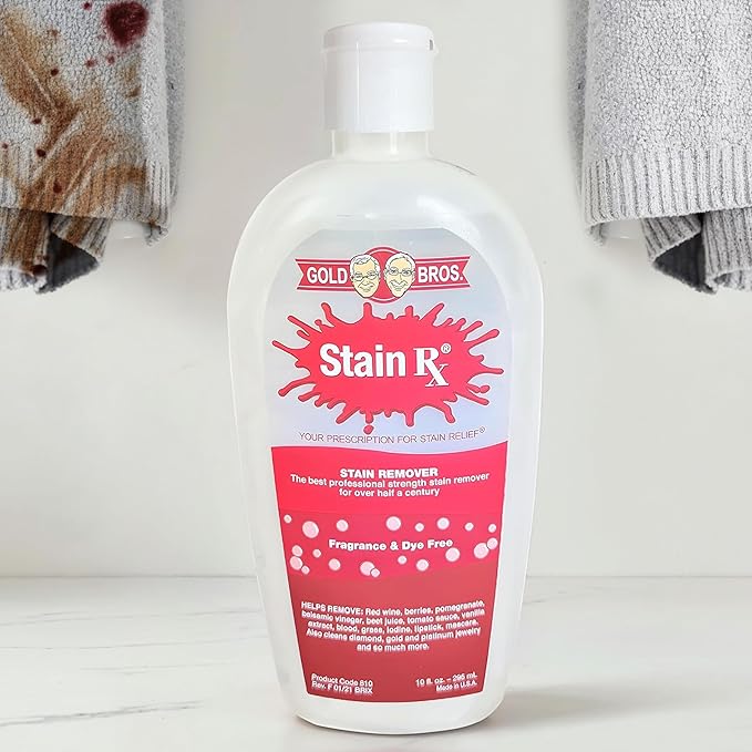 Stain Remover, Effectively Eliminates Stains from Wine, Berries & Blood on Fabrics, Carpets, Upholstery & Jewelry, Dye-Free, Free from Bleach, Peroxides & Phosphates, Made in USA, 10 oz