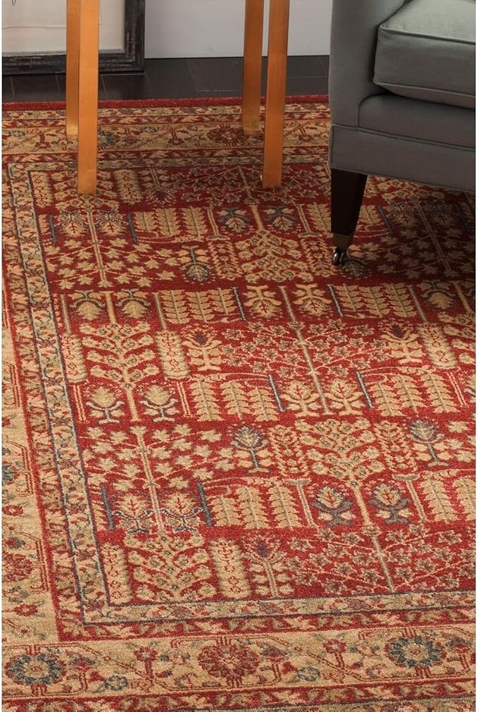 SAFAVIEH Mahal Collection X-Large Area Rug - 11' x 16', Red & Natural, Traditional Oriental Design, Non-Shedding & Easy Care, Ideal for High Traffic Areas in Living Room, Bedroom (MAH697A)