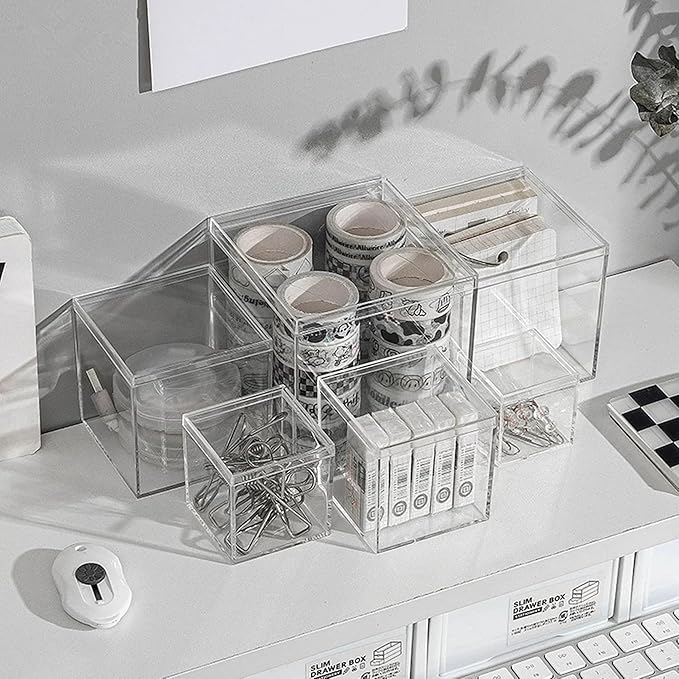KissYou Clear Box Acrylic Square Cube, 24 Pack Small Plastic Storage Containers with Lid Jewelry Box Easter Candy Pill and Tiny Jewelry Boxes