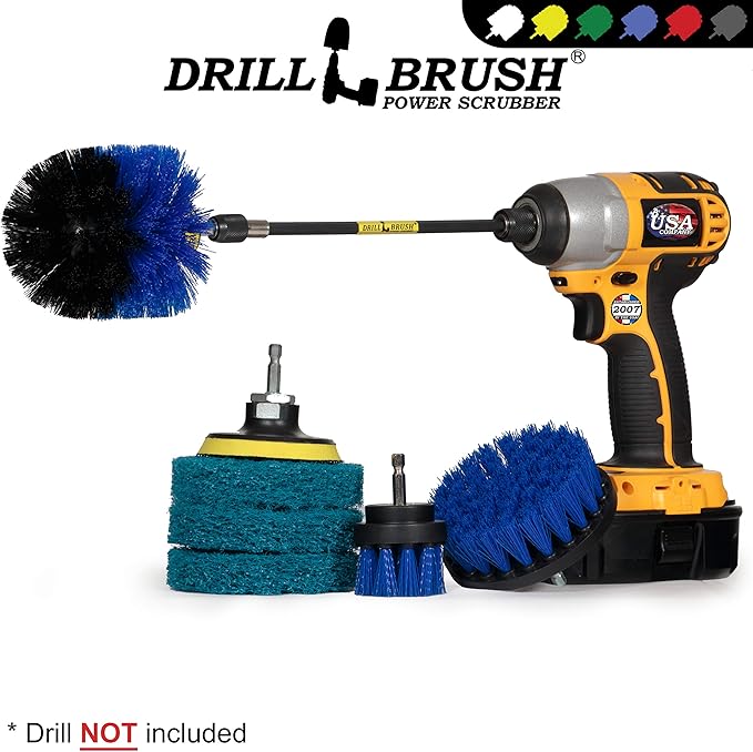 Drillbrush Cleaning Tools - Cordless Drill Accessories - Drill Brush Scrubber Attachments - Pool Cleaner - Home Cleaning Brushes - Kitchen Scrub Brush - Kitchen Cleaner Pads - Stove Brush - Counters