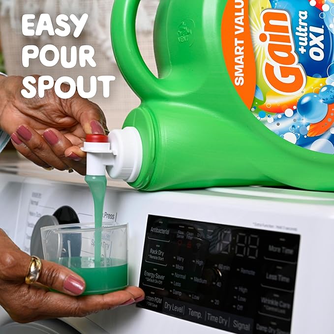 Gain Ultra Oxi Liquid Laundry Detergent, 107 loads, 154 fl oz, Waterfall Delight Scent, 2-in-1, HE Compatible