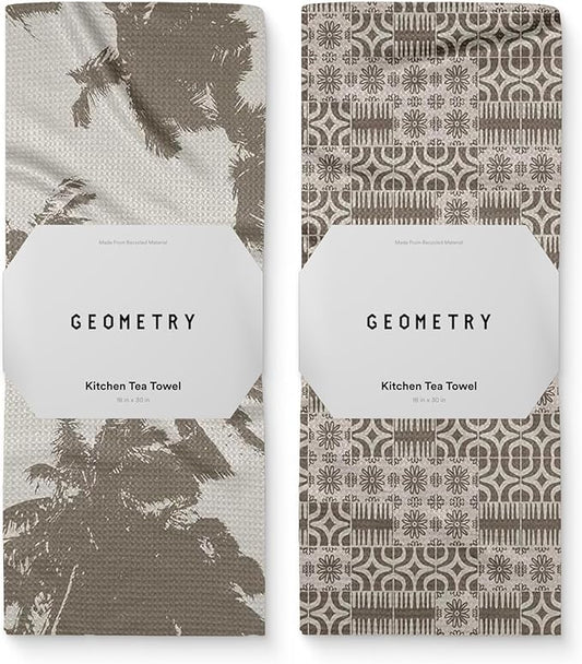 GEOMETRY Spring Kitchen Towels - Quick Dry Microfiber Cloth Spring & Summer Dish Towels for Kitchen Drying - Premium Quick Dry Towel - Sandy Boho, 18" x 30" - 2-Pack