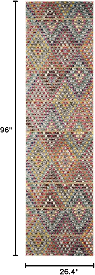 SAFAVIEH Monaco Collection Runner Rug - 2'2" x 8', Multi & Beige, Boho Diamond Design, Non-Shedding & Easy Care, Ideal for High Traffic Areas in Living Room, Bedroom (MNC204F)