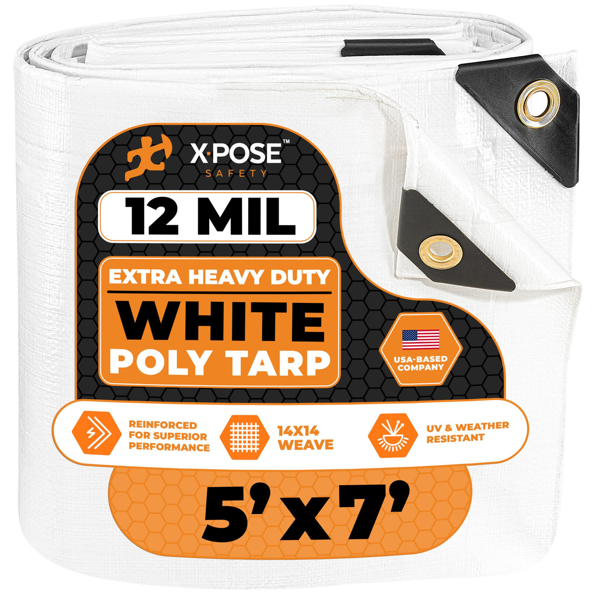 Heavy Duty White Poly Tarp 5' X 7' - Multipurpose Protective - Image 1